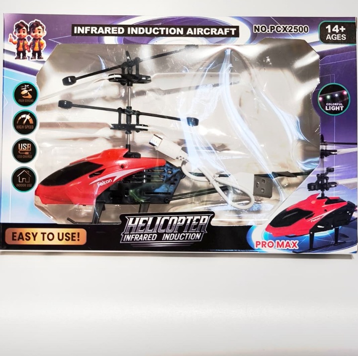 Elicopter Interactiv cu Senzor, Design Realist, Rosu/negru