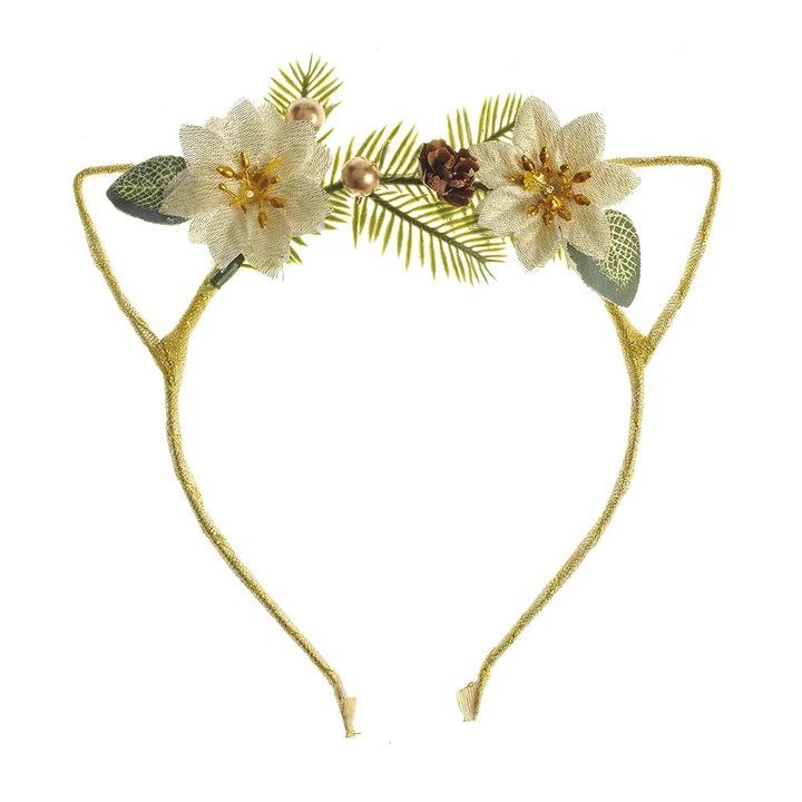 Bentita aurie cu urechi si flori decorative, Meli Melo Paris