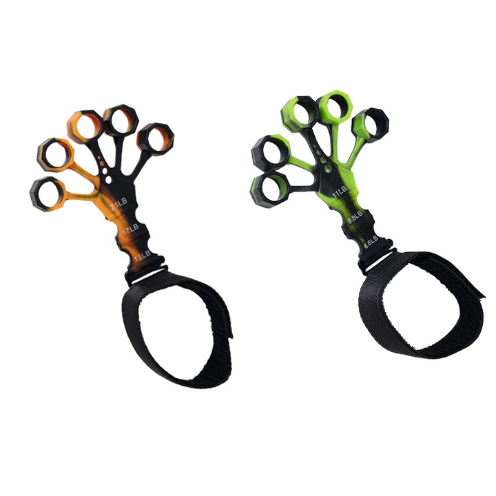 Комплект 2 еластични ленти за пръсти, силикон, зелено-жълти, 18x11см