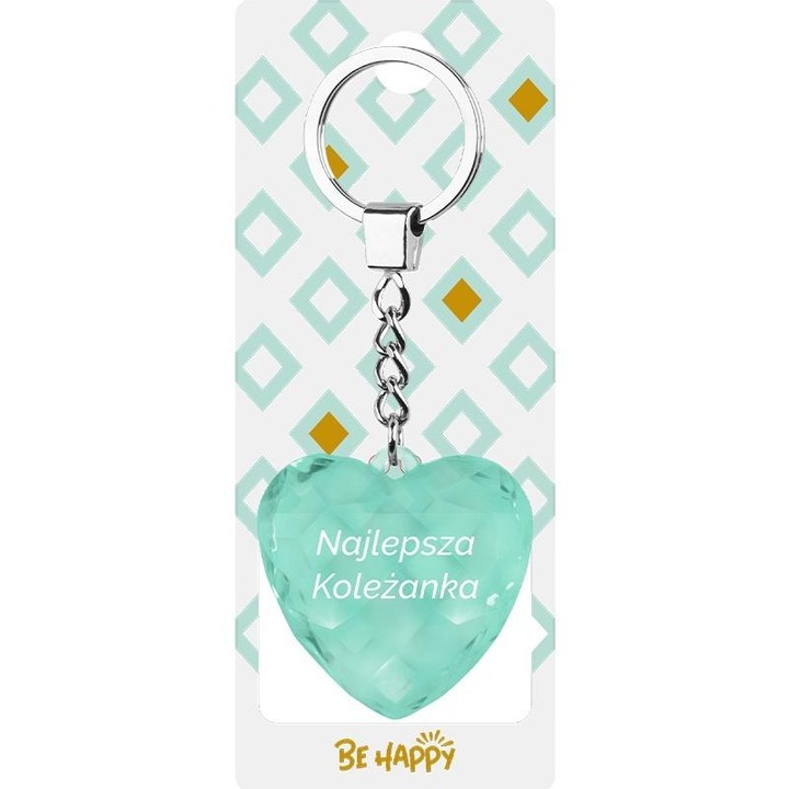 Ключодържател от метал и акрил, Be-Happy Gifts, сърце, пастелен, 10x4см