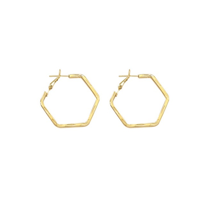 Cercei dama din argint CK, model geometric, auriu, 3.8 x 3.1cm