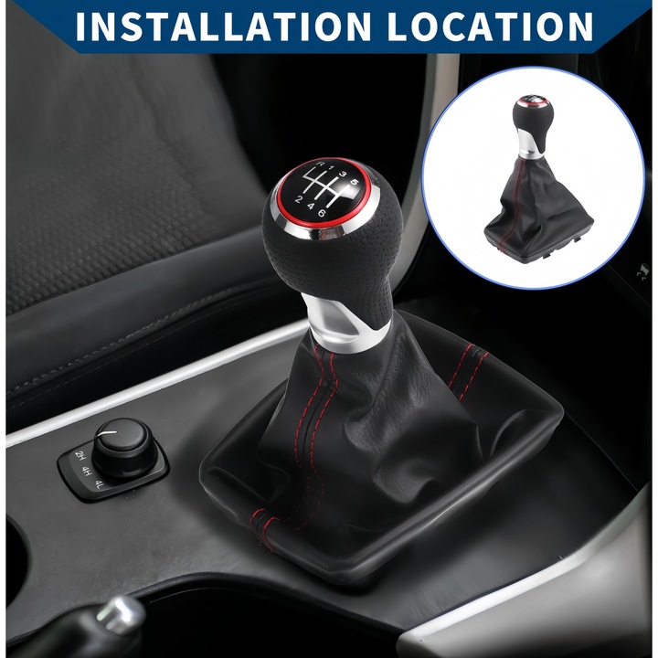 Váltógomb mandzsettával, SPARKZA, Audi A4 B8 A5 Q5-höz, Bőr, S-Line, 6 sebességes