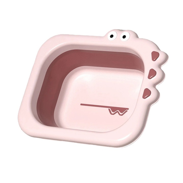 Lavoar Pliabil pentru Copii, Comando Kids, pentru Utilizare Zilnica sau Ocazionala, Ideal pentru Casa, Drumetii sau Expeditii, Materiale Non Toxice, Fara BPA, Dimensiuni 30x24.5x9cm, Model Crocodil, Roz