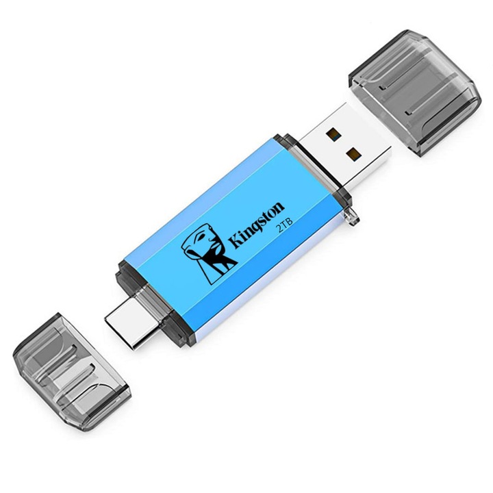 Kingston USB памет, 2TB 2 в 1 OTG USB 3.0/Type C, двойно устройство за смартфон/лаптоп/таблет