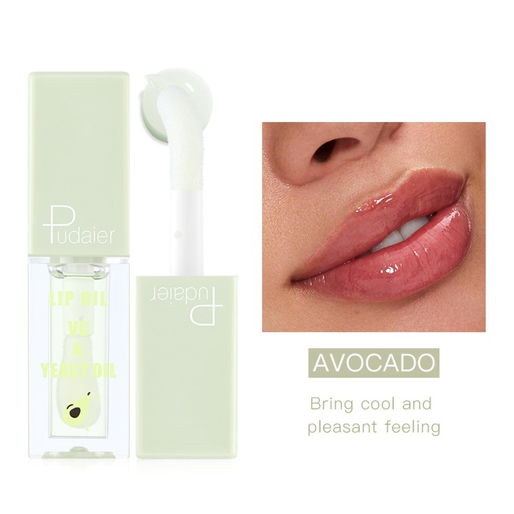Pudaier Mirror ajakolaj, hidratáló és nedvességet adó, javítja az ajkak finom vonalait, 4,5 g, avokádó illatú