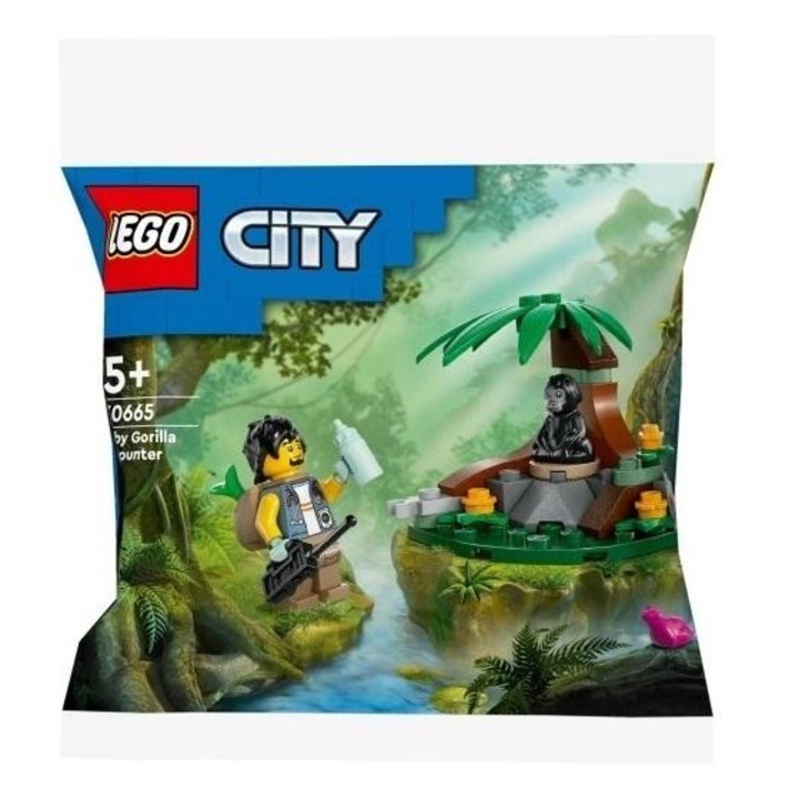 Комплект фигурки LEGO City, среща с малко горила, сцена от джунглата, 5-12 години
