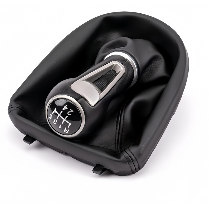 Топка за скоростен лост с маншон, SPARKZA, За SEAT Leon, Toledo, Altea, Екологична кожа/ABS, 5 скорости, Черен