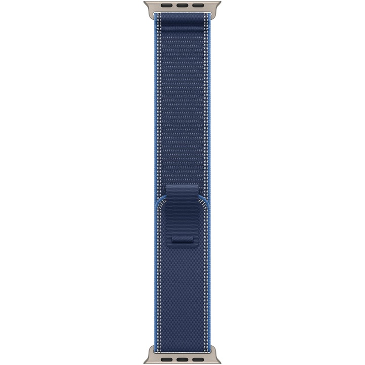 Curea pentru Apple Watch 49mm, Blue/Bright Blue Trail Loop - M/L - Natural Titanium Finish