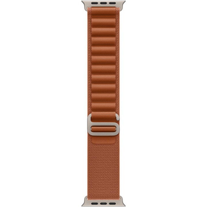 Curea pentru Apple Watch 49mm, Terra Cotta Alpine Loop - Medium - Natural Titanium Finish
