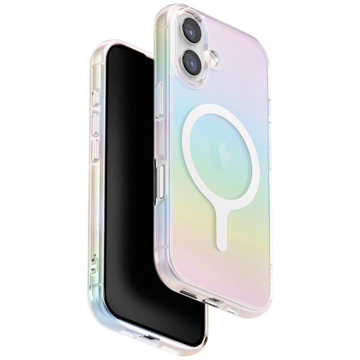 UNIQ Iridescia tok iPhone 17 készülékhez, Magclick Charging holo quartz
