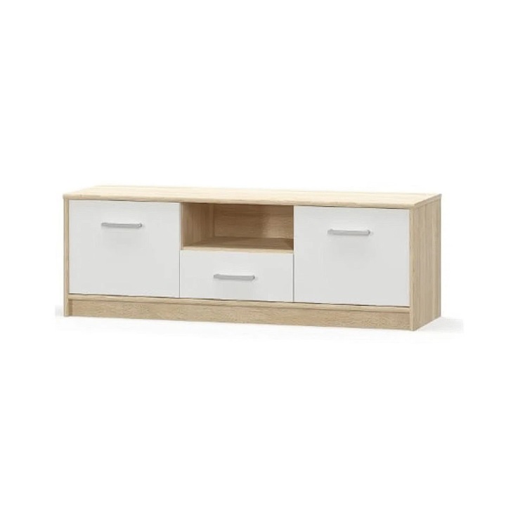 Comoda TV, EXPOMOB, TIPS, 2 usi, 1 sertar, stejar sonoma / alb, 123,2x38.3x42.5 cm