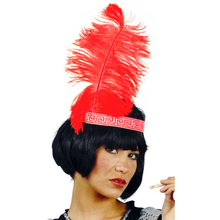 Paun decorativ, Guirca, rosu, 75cm, set 1 bucata