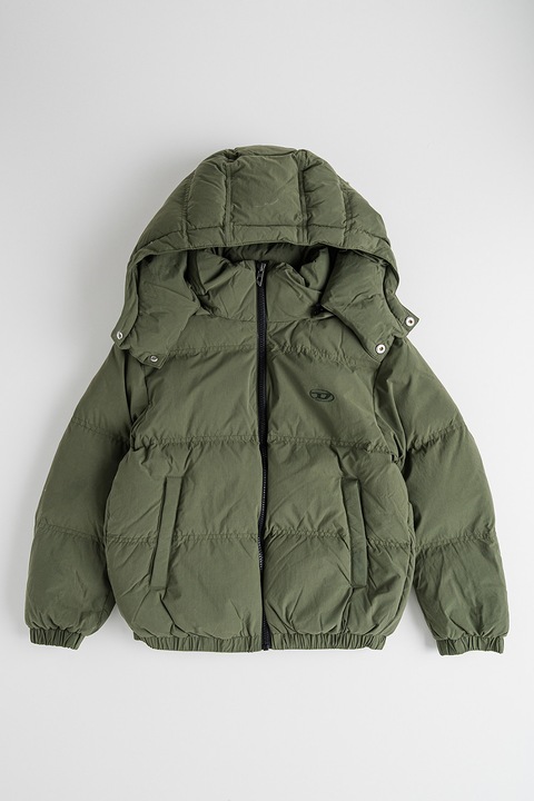 Diesel, Jacheta bufanta cu gluga, Verde feriga, 156 CM