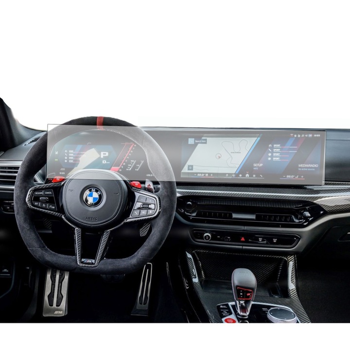 Folie Protectie Navigatie BMW M3 CS Touring 2025+, Duragon, protectie Display Navigatie, silicon Transparent, Anti-zgarieturi, Anti-amprenta, Regenerabila, Flexibila, Anti-Shock, kit instalare