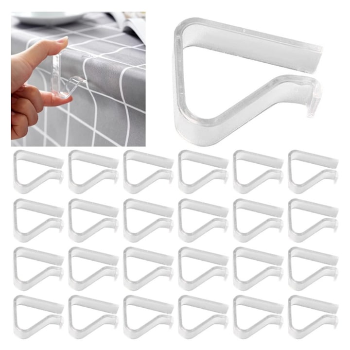 Set de 24 de cleme de birou, design triunghiular, material rasina, durabile, usor de utilizat si de indepartat, potrivite pentru blaturi cu grosimea de 3,5-5,5 cm, 5*6*1,5 cm, transparente