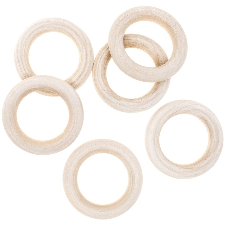 Set 6 coltare din lemn pentru macrame, DPCRAFT, natural, 5,5 cm