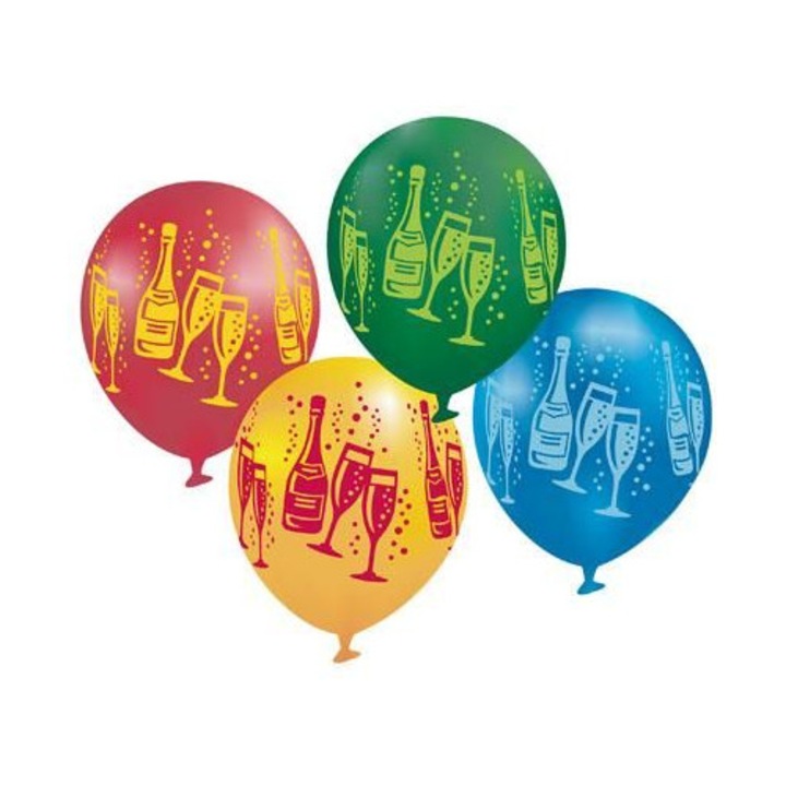 Латексови балони шампанско, AMSCAN, комплект 6 броя, 28см