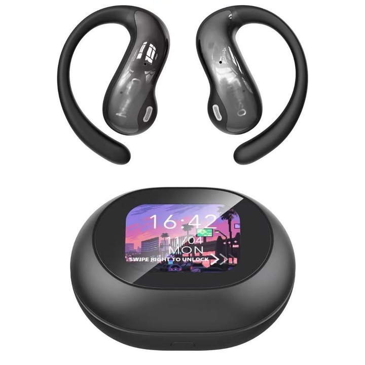 Безжични слушалки с превод в реално време, поддръжка на 144 езика, черни