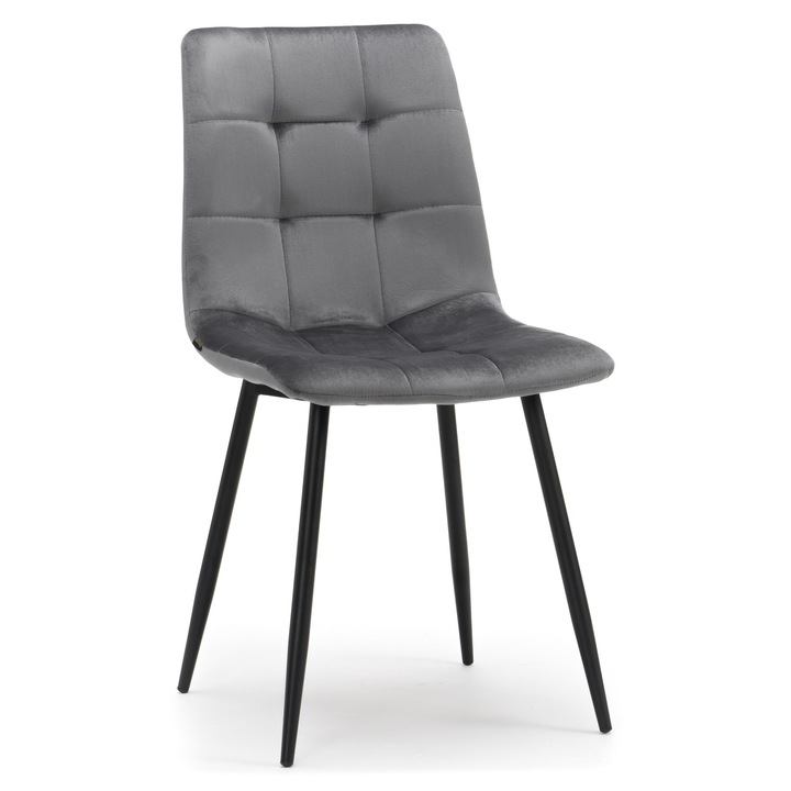 Тапициран стол ПАРМА, сив, материал кадифе, размери 89x44x55см, максимално натоварване 120кг