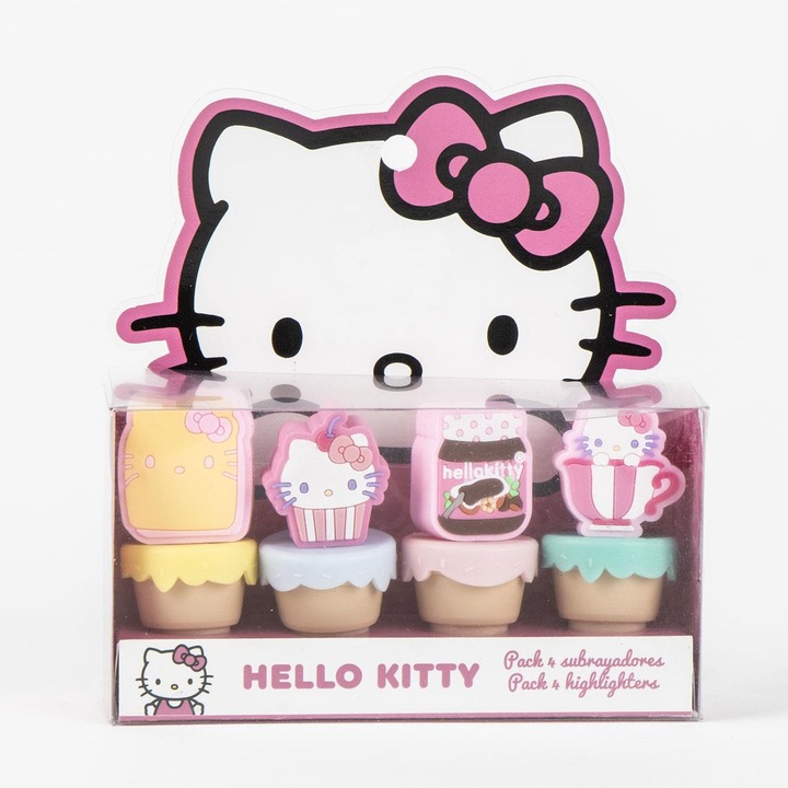 Set 4 evidentiatoare Hello Kitty forma inghetata Multicolor