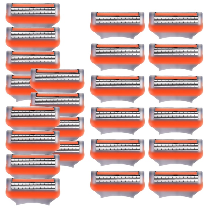 XICENRM Fusion 5 borotvapenge, 24 darab, rozsdamentes acél, ezüst-piros