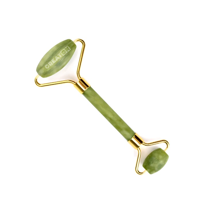 Rola De Masaj Facial GREATON – Piatra De Cuart Verde, Dublu Capat