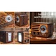 Radio portabil retro, cu Lanterna, 2000 mAh, Bluetooth, Suport FM/AM/SW, buton multifunctional, AUX, USB, TF card, calitate audio HD, LED, USB, Maro