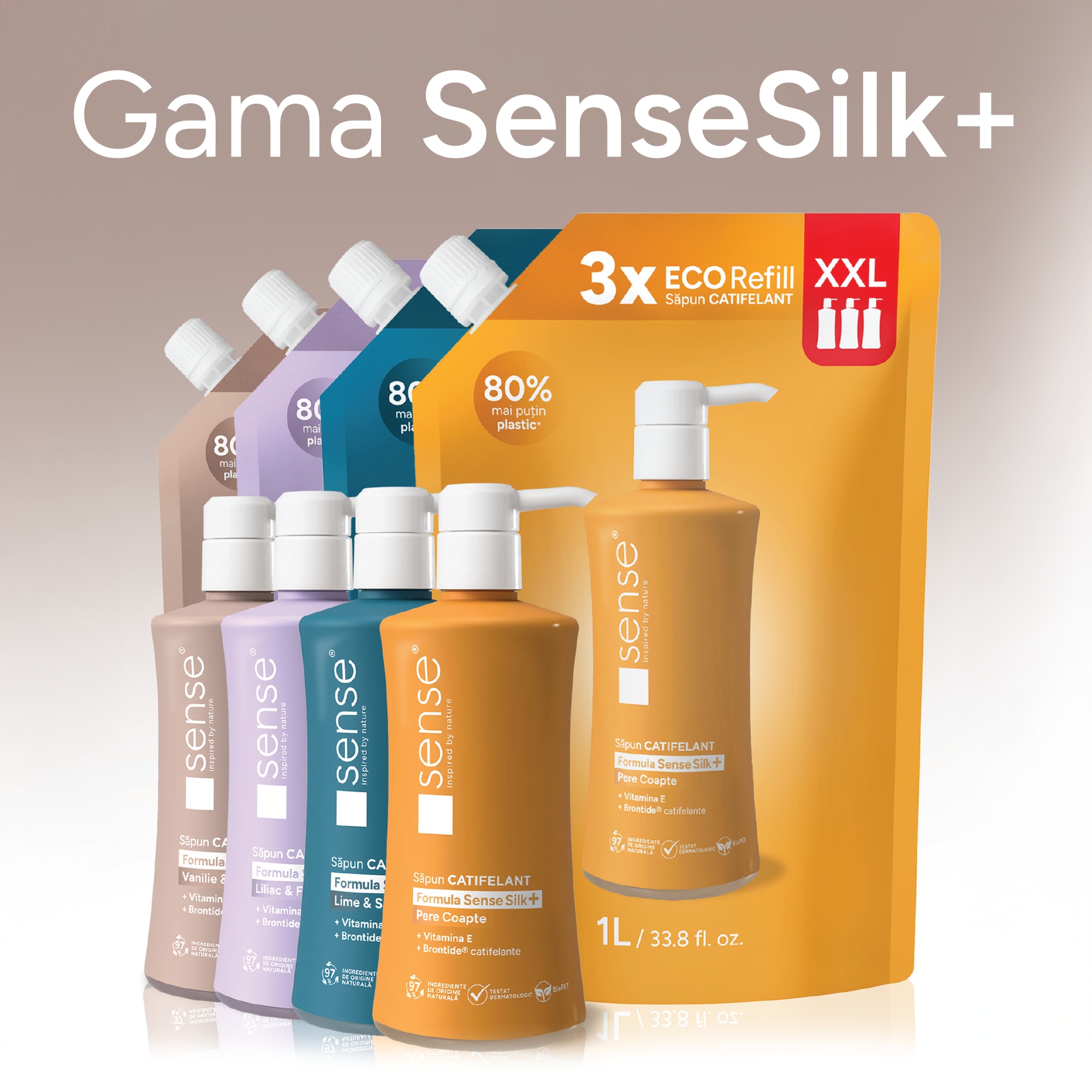 Rezerva Sapun Lichid Gel, SenseSilk+, Lime & Sare de Mare, 1L