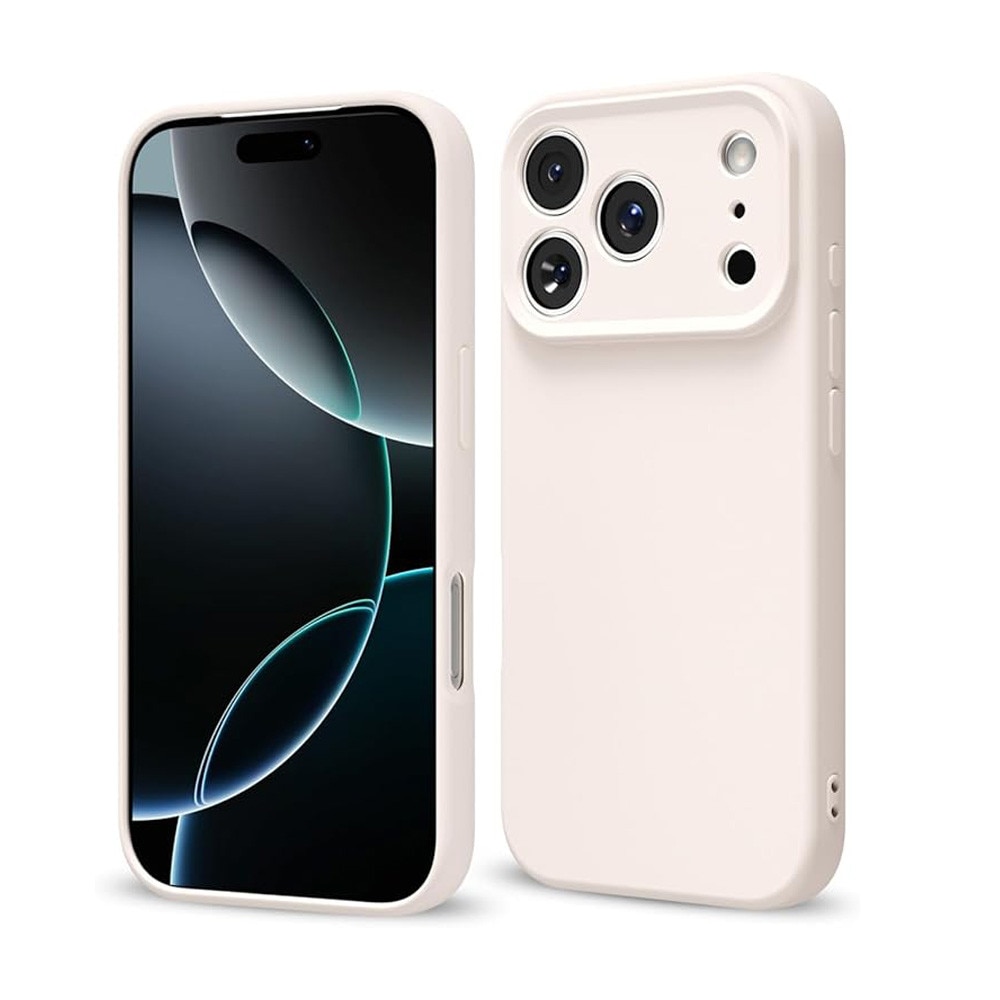 Husa pentru telefon iphone 17 Pro, Mingzhi®, silicon lichid, carcasa de telefon mobil minimalist ultra-subtire, anti-coliziune, culoare crema bej