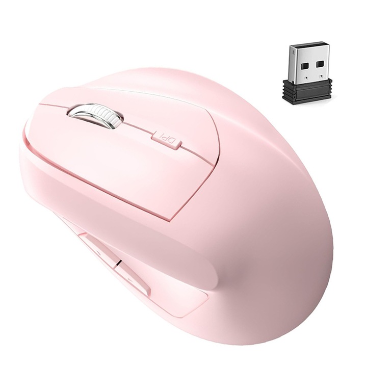 Mouse wireless, Mingzhi®, ergonomic (Bluetooth + USB) Mouse portabil cu mod vertical dual, protejand incheietura mainii，rosu