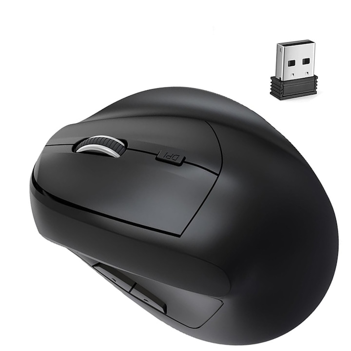 Mouse wireless, Mingzhi®, ergonomic (Bluetooth + USB) Mouse portabil cu mod vertical dual, protejand incheietura mainii