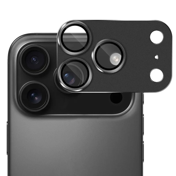 Folie Camera pentru iPhone 17 Pro, Protectie din Sticla, Negru