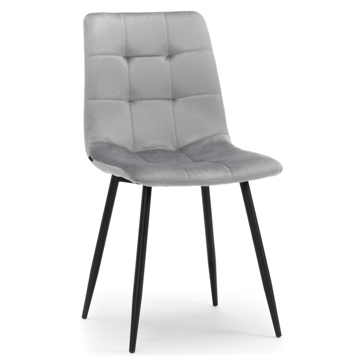 Тапициран стол ПАРМА, светлосив, материал кадифе, размери 89x44x55см, максимално натоварване 120 кг