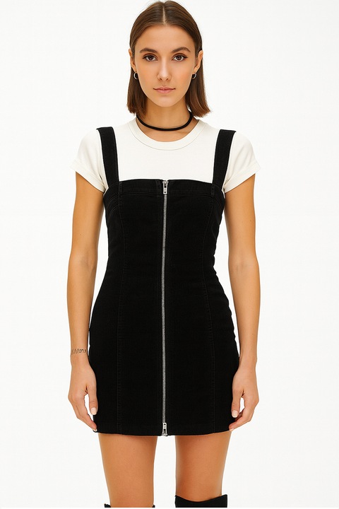 Rochie de damă Diesel 2001360 16121-14, Lungime mini, Denim, Croială cambrată, Fermoar, Bretele reglabile, XXS, Negru