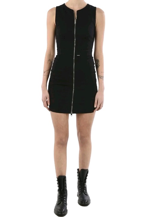 Rochie de damă Diesel 7221004 16121-14, Lungime mini, Croială strâmtă, Denim, Fără mâneci, Două fermoare, XXS, Negru