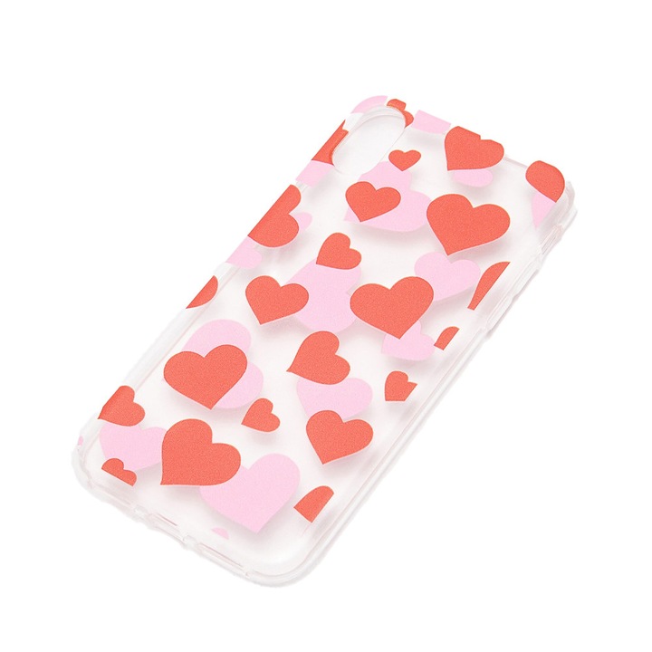 Husă pentru telefon House Brand 9009466 16121-17, iPhone X, Inimioare, TPU, Roșu/Roz