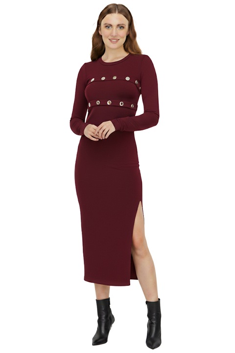 Rochie de damă Diesel #1001421 16121-13, Cambrată, Lungime maxi, Mâneci lungi, Crapaturi, Nasturi metalici reglabili, S, Bordeaux