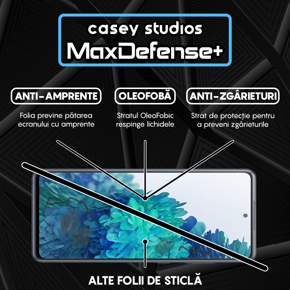 Folie Sticla CASEY STUDIOS™ compatibila cu Samsung Galaxy S20 FE 2022, Full Cover 3D, Full Glue, Duritate Militara, Ultra HD, Anti Amprente, Anti Socuri, Margini Negre, Anti Zgarieturi