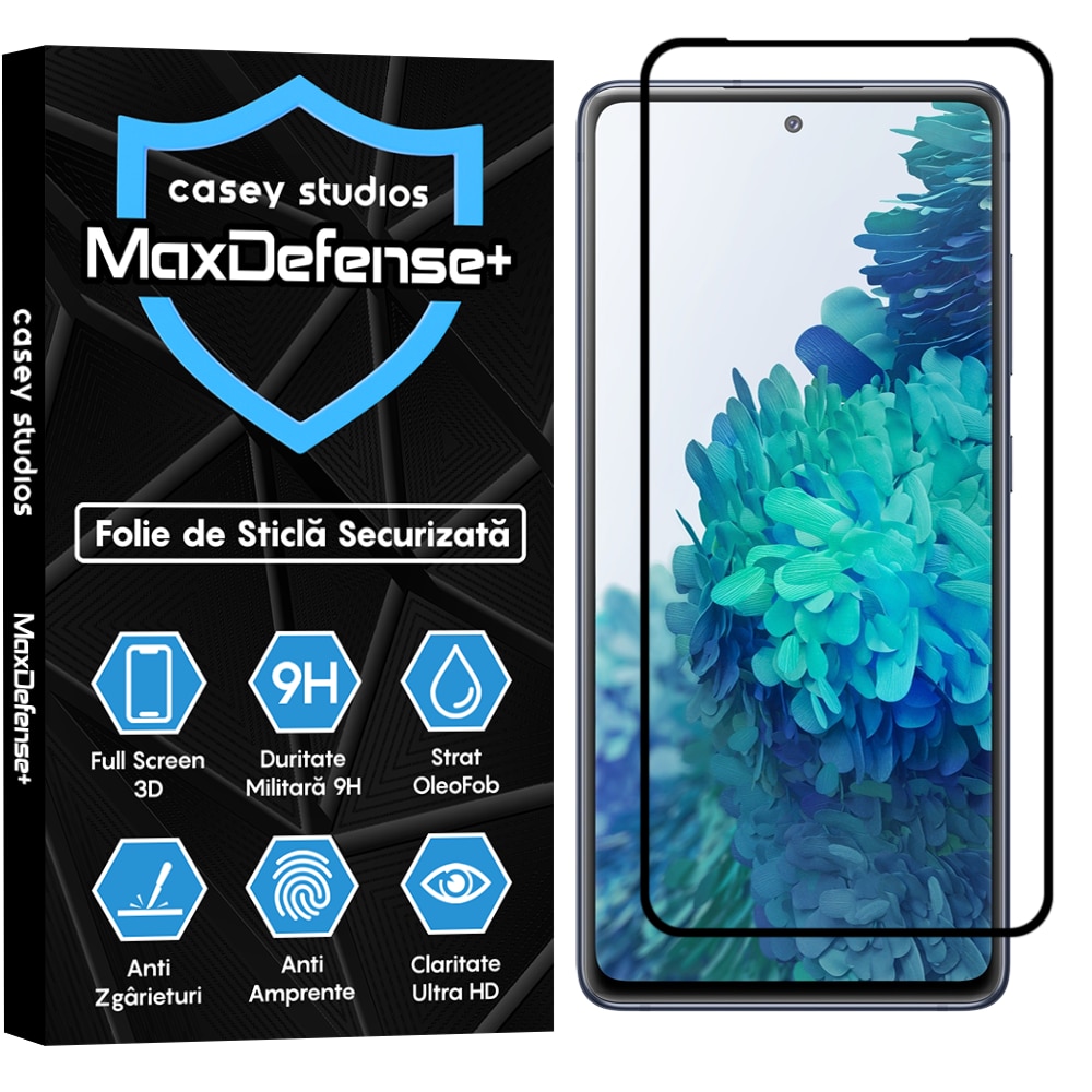Folie Sticla CASEY STUDIOS™ compatibila cu Samsung Galaxy S20 FE 2022, Full Cover 3D, Full Glue, Duritate Militara, Ultra HD, Anti Amprente, Anti Socuri, Margini Negre, Anti Zgarieturi