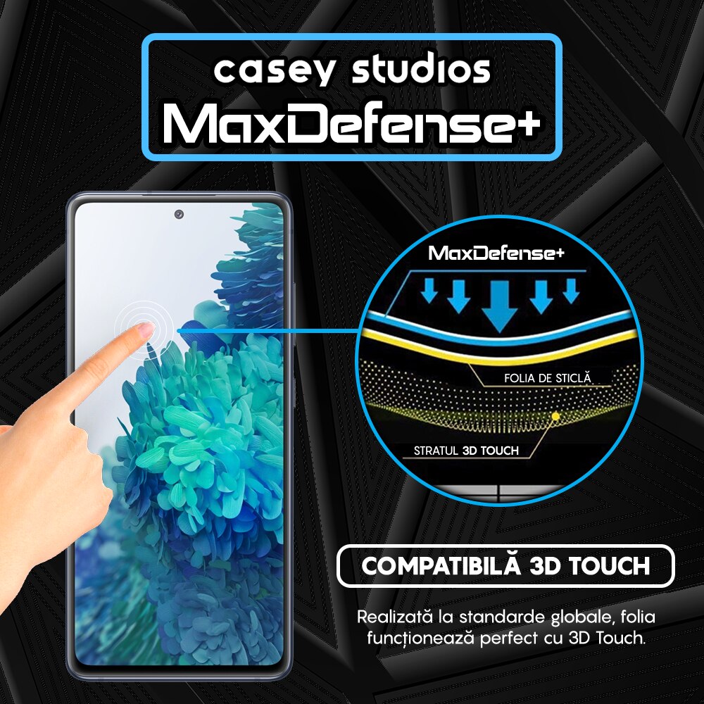 Folie Sticla CASEY STUDIOS™ compatibila cu Samsung Galaxy S20 FE 2022, Full Cover 3D, Full Glue, Duritate Militara, Ultra HD, Anti Amprente, Anti Socuri, Margini Negre, Anti Zgarieturi