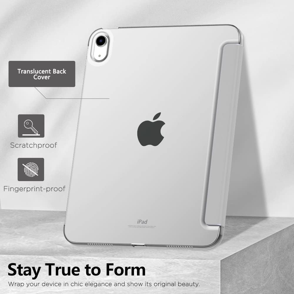 Husa DUOCUOLA pentru iPad generatia 11 11 inch 2025, iPad generatia 10 10.9 inch 2022, husa protectoare subtire cu suport, spate transparent din PC rigid, compatibila cu Touch ID, argintiu