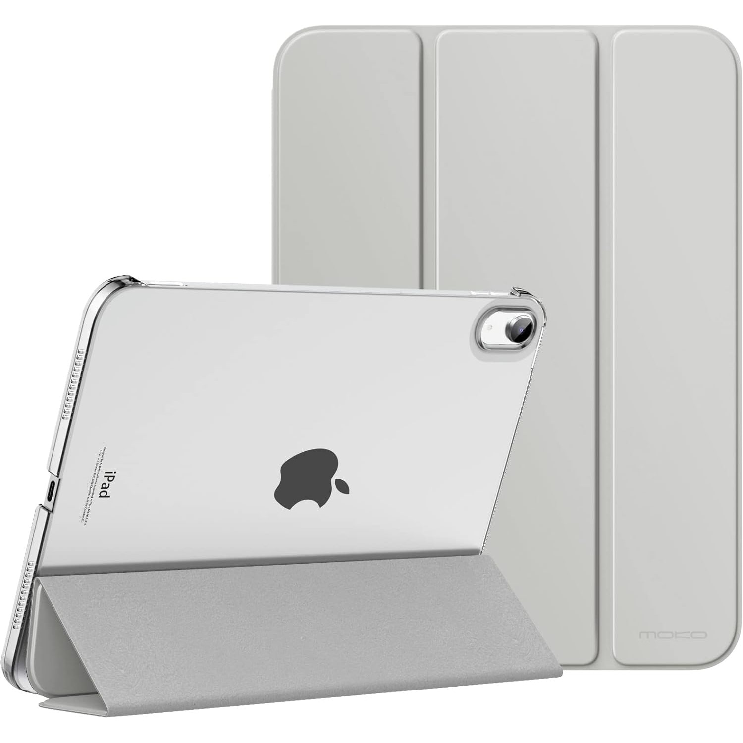 Husa DUOCUOLA pentru iPad generatia 11 11 inch 2025, iPad generatia 10 10.9 inch 2022, husa protectoare subtire cu suport, spate transparent din PC rigid, compatibila cu Touch ID, argintiu