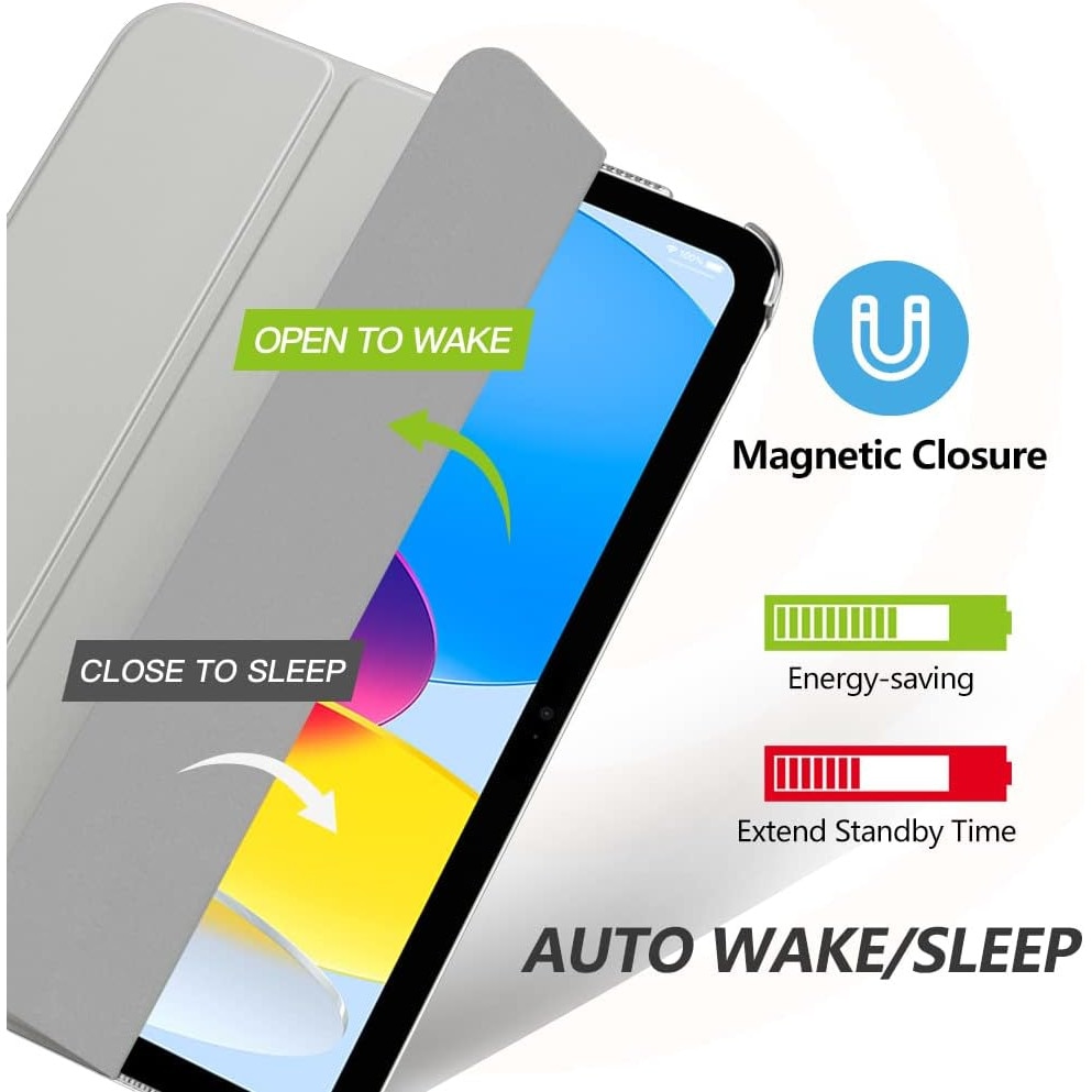 Husa DUOCUOLA pentru iPad generatia 11 11 inch 2025, iPad generatia 10 10.9 inch 2022, husa protectoare subtire cu suport, spate transparent din PC rigid, compatibila cu Touch ID, argintiu