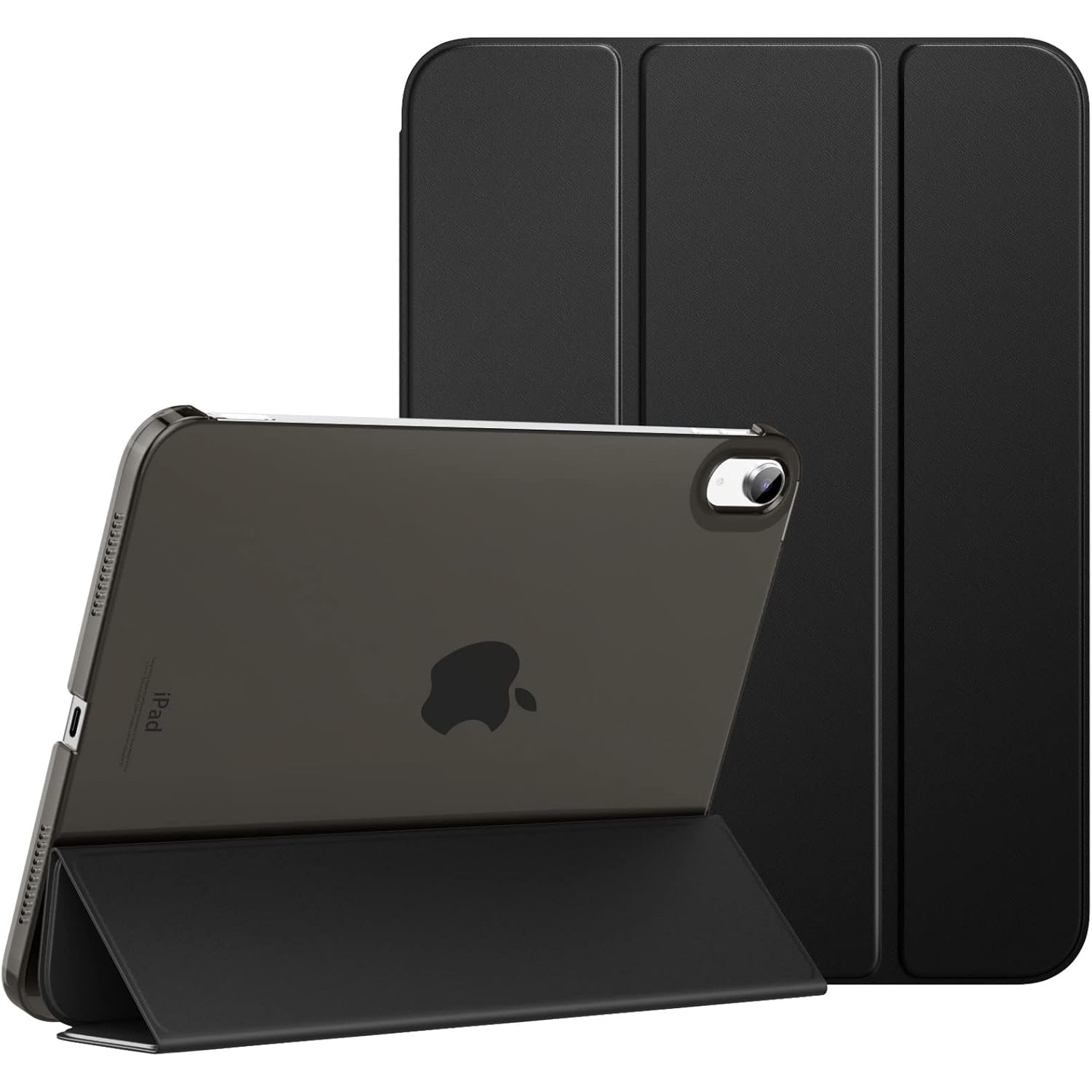 Husa DUOCUOLA pentru iPad generatia 11 11 inch 2025, iPad generatia 10 10.9 inch 2022, husa protectoare subtire cu suport, spate transparent din PC rigid, compatibila cu Touch ID, negru