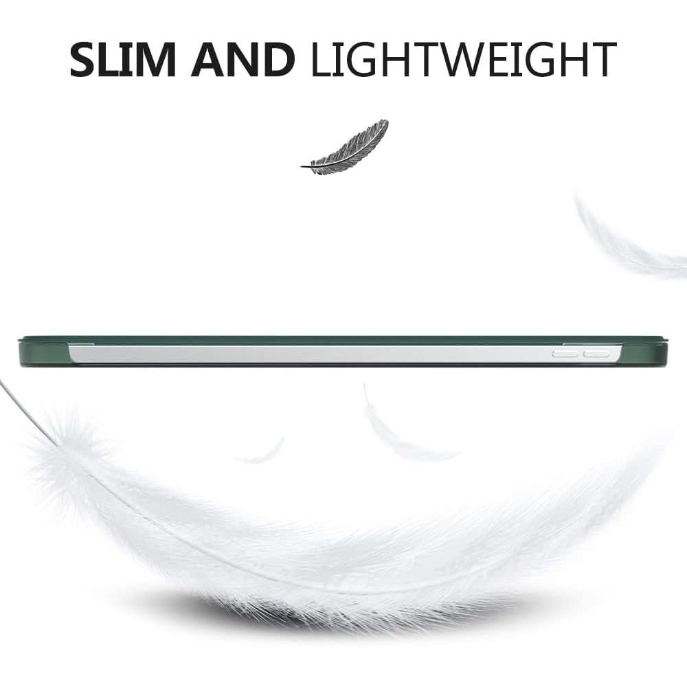 Husa DUOCUOLA pentru iPad generatia 11 11 inch 2025, iPad generatia 10 10.9 inch 2022, husa protectoare subtire cu suport, spate transparent din PC rigid, compatibila cu Touch ID, Verde intunecat