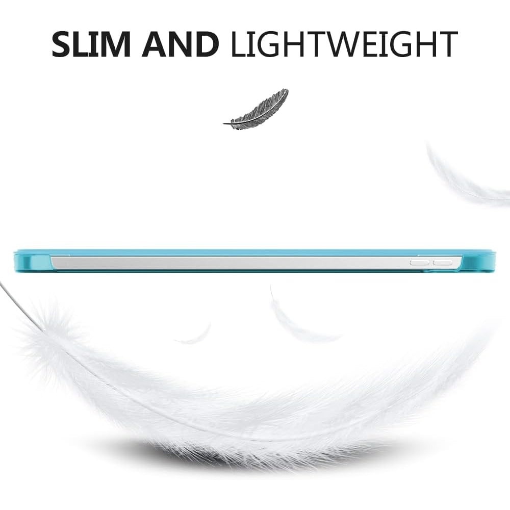 Husa DUOCUOLA pentru iPad generatia 11 11 inch 2025, iPad generatia 10 10.9 inch 2022, husa protectoare subtire cu suport, spate transparent din PC rigid, compatibila cu Touch ID, azuriu