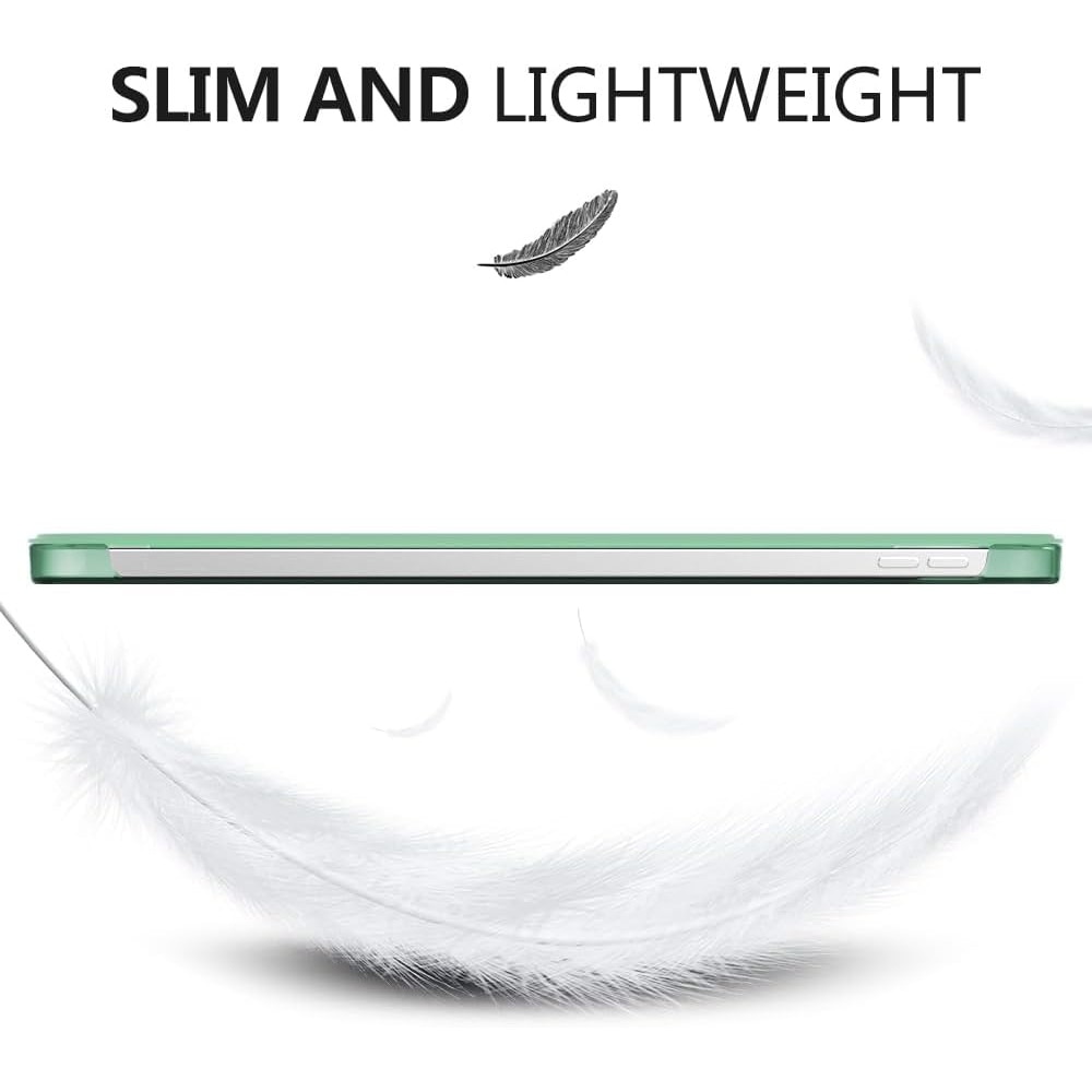 Husa DUOCUOLA pentru iPad generatia 11 11 inch 2025, iPad generatia 10 10.9 inch 2022, husa protectoare subtire cu suport, spate transparent din PC rigid, compatibila cu Touch ID, verde