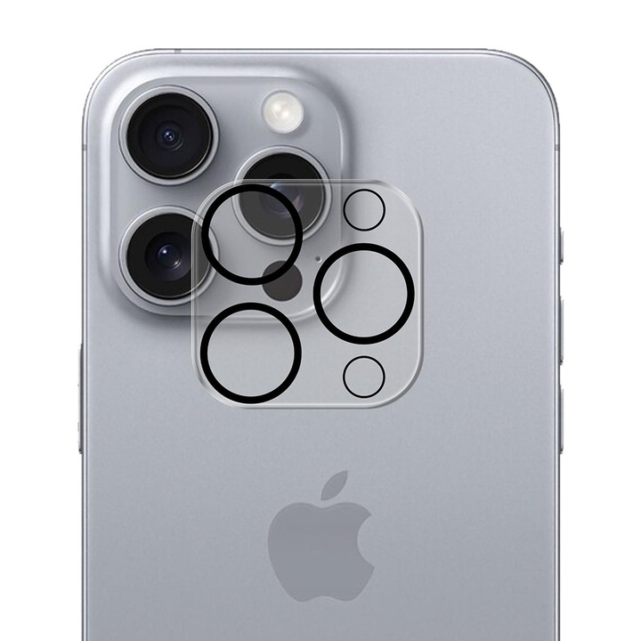 Kameravédő fólia Apple iPhone 17 Pro Max készülékhez, Lens Pro, edzett üveg, fekete-átlátszó