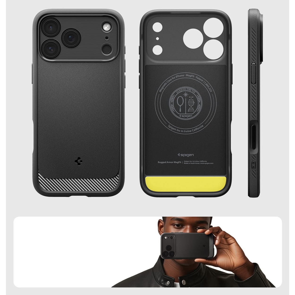 Husa, Spigen Rugged Armor Mag Magnet pentru iPhone 17 Pro Max, Negru