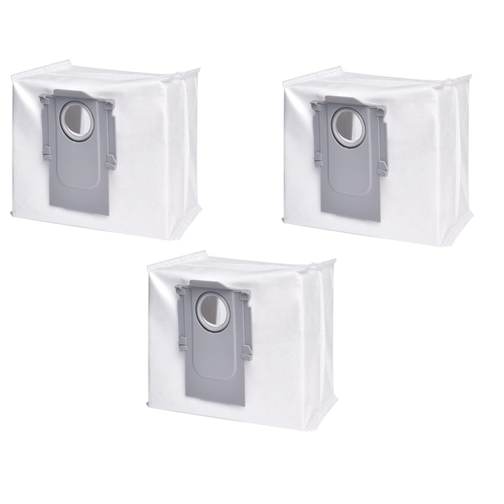 Комплект от 3 торбички за прах Leccik за робот прахосмукачка Roborock, текстилни, бели/сиви